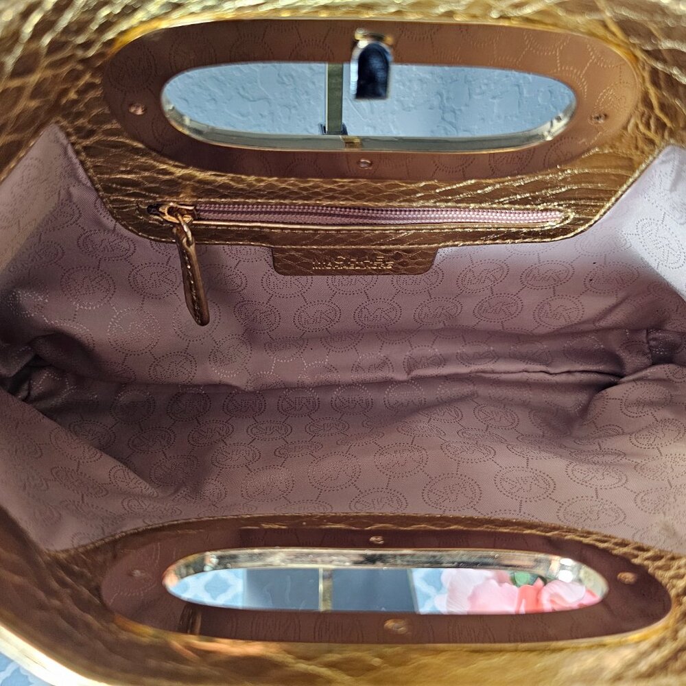 Michael Kors Metallic Python Clutch – Gold Handle – EUC - Picture 7 of 9